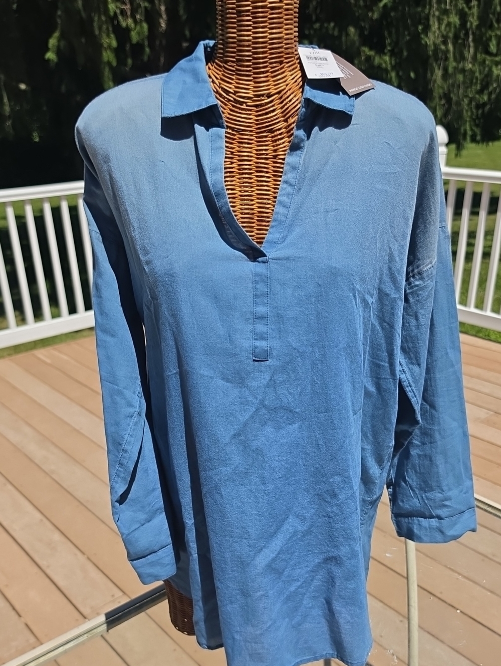 NWT J JILL Blue Collar V-Neck Tunic Top Womens Size Medium